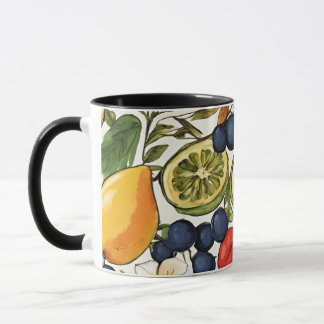 Taza Limas, limones y flores mediterráneos. Pintado