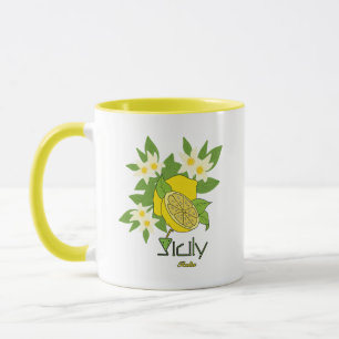 Taza Limón con flores