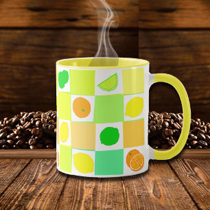 Taza Limon, Lima y Naranjas Patrón Colorido de Cítricos