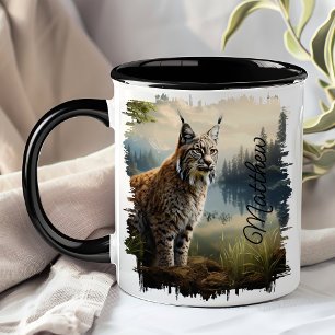 Taza Lince en claro del bosque 