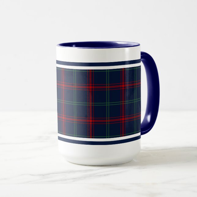 Taza Linch Tartan Pattern Navy Blue Irish Plaid (Anverso derecho)