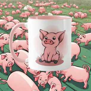 Taza linda dama de cerdo loca agrega texto