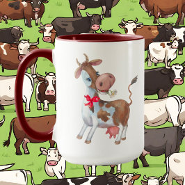 Taza linda dama de vaca loca agrega texto