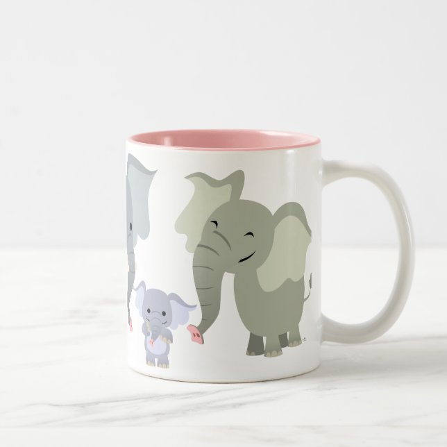 Taza linda de la familia del elefante del dibujo (Derecha)