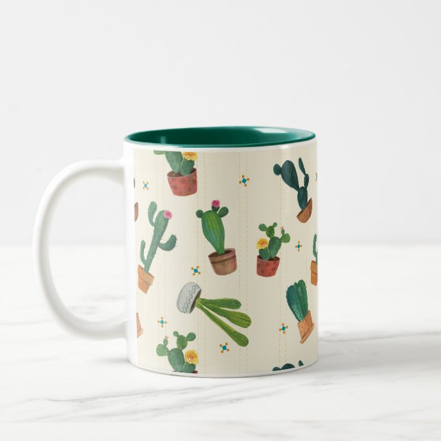 Taza linda de la impresión del cactus (Izquierda)