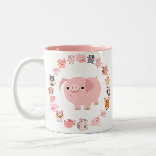 Taza linda de la mandala de los cerdos del dibujo