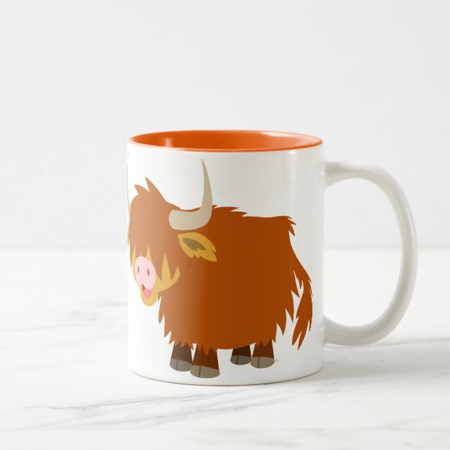 Taza linda de la vaca de la montaña del dibujo (Derecha)