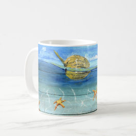 Taza linda de las estrellas de mar para el amante