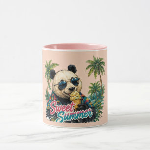 Taza linda de panda dulce verano
