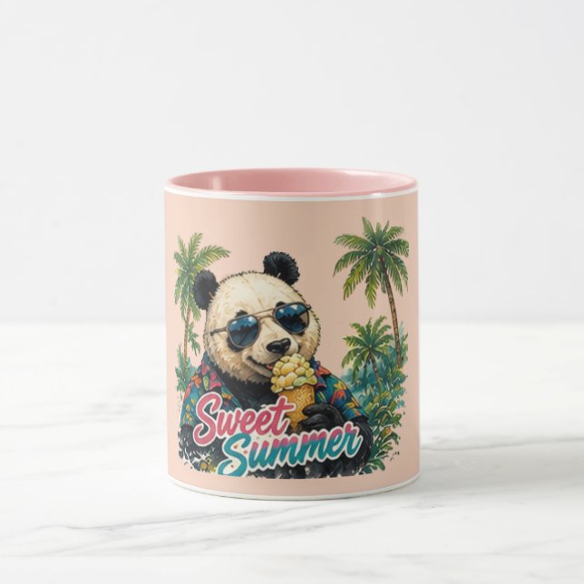 Taza linda de panda dulce verano (Centro)
