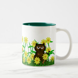 Taza linda del amigo del gatito y del Froggy