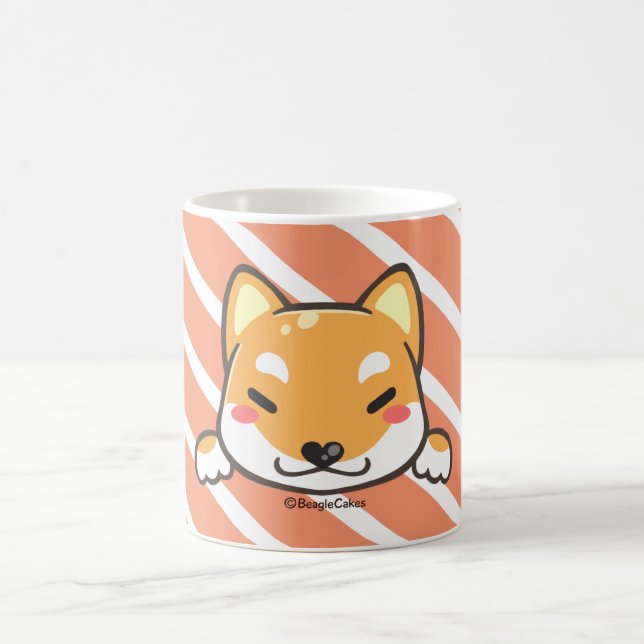 Taza linda del blanco de Shiba Inu (Centro)