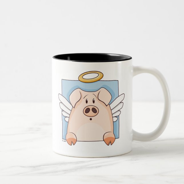 Taza linda del cerdo del ángel del dibujo animado (Derecha)
