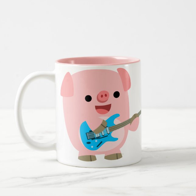 Taza linda del cerdo del dibujo animado de Rockin (Izquierda)