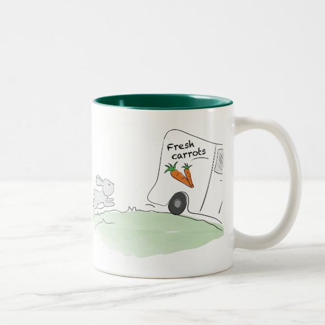 Taza linda del conejito (que persigue zanahorias) (Derecha)