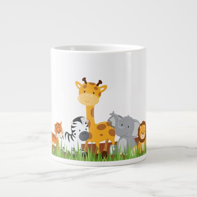 Taza linda del jumbo de los animales 	del bebé de (Frente)