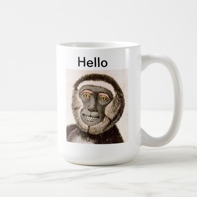 TAZA linda del mono - hola (Derecha)
