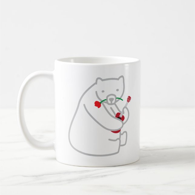 Taza linda del oso polar del Ukulele te amo (Izquierda)