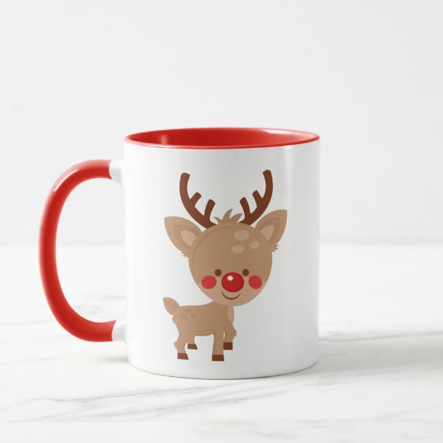 Taza linda del reno del navidad (Izquierda)