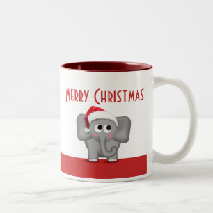Taza linda del rojo del elefante del gorra de