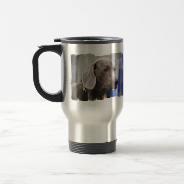 Taza linda del viaje de Weimaraner (Izquierda)