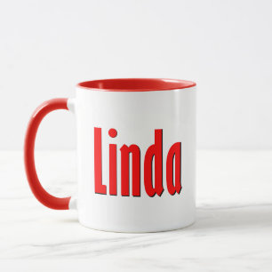 Taza "Linda" elegante tipografía simple roja y negra