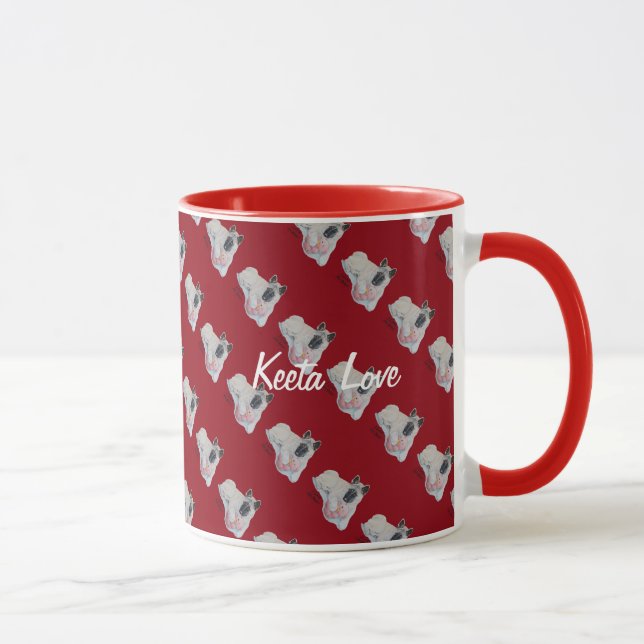 Taza linda foto de perro con oso de peluche rosa (Derecha)