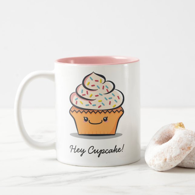 Taza linda personalizada de la magdalena (Con donut)
