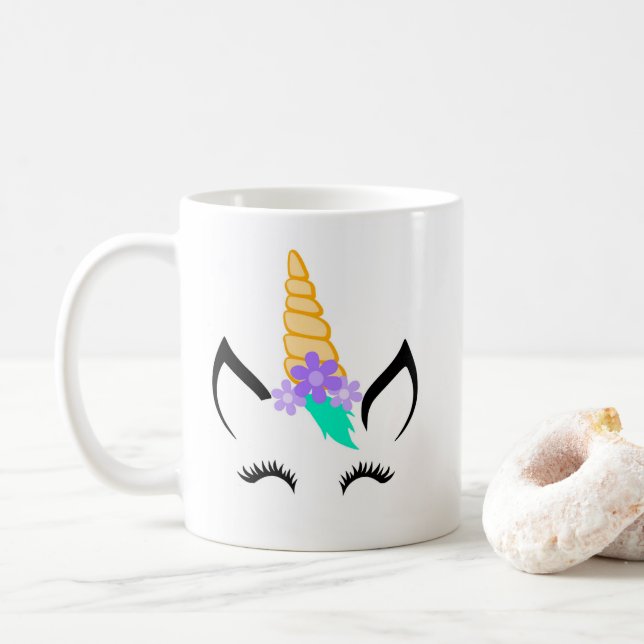 Taza linda personalizada del unicornio (Con donut)