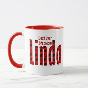 Taza "Linda" personalizada Nombre arte rojo y negro de 
