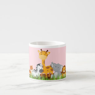 Taza linda rosada del café express de los animales