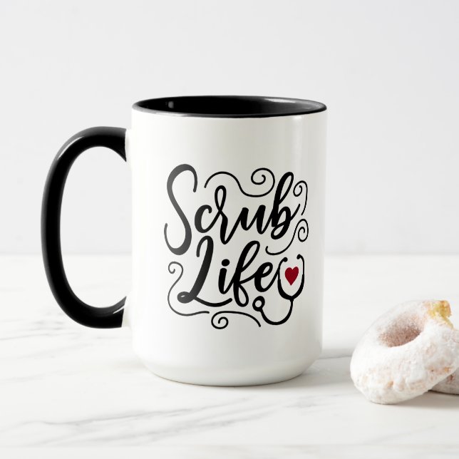 Taza linda vida de la enfermera matorral agregar monogr (Con donut)
