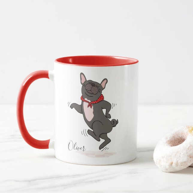 Taza linda y divertida del bulldog francés (Con donut)