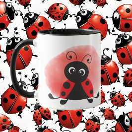 Taza lindo adicto ladybug amante añadir texto