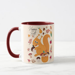 Taza Lindo ardilla de otoño con texto personalizado  
