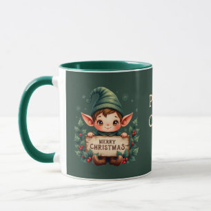 Taza Lindo duende de Navidad sosteniendo un letrero ale