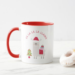 Taza Lindo Fa La La La Llama Rojo de Navidad