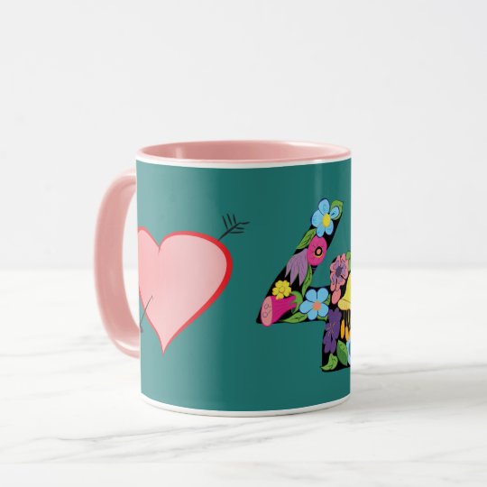 Taza Lindo femenino de la turquesa rosada floral del