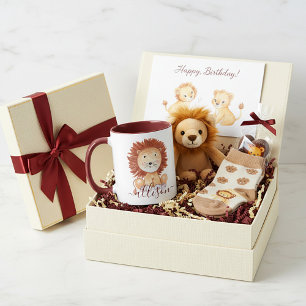 Taza Lindo león personalizado dibujado a mano para niño
