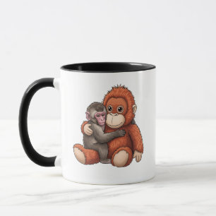 Taza Lindo macaco japonés y orangután y amigo