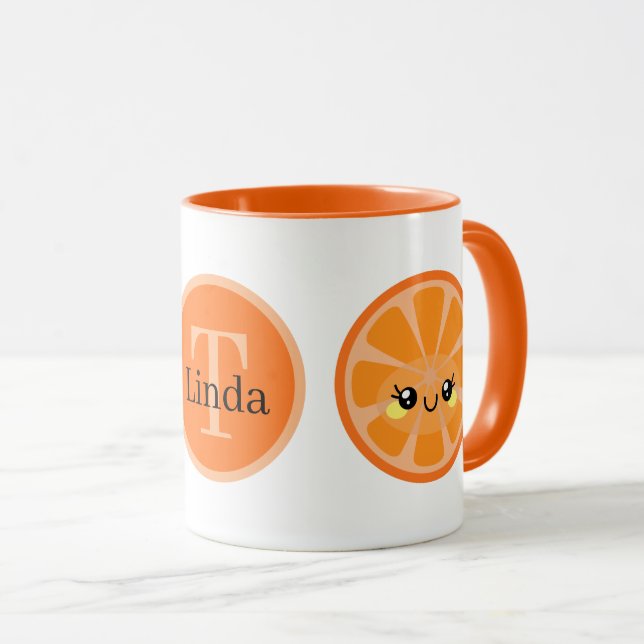 Taza lindo naranja Kawaii añadir fruta monográfica (Anverso derecho)