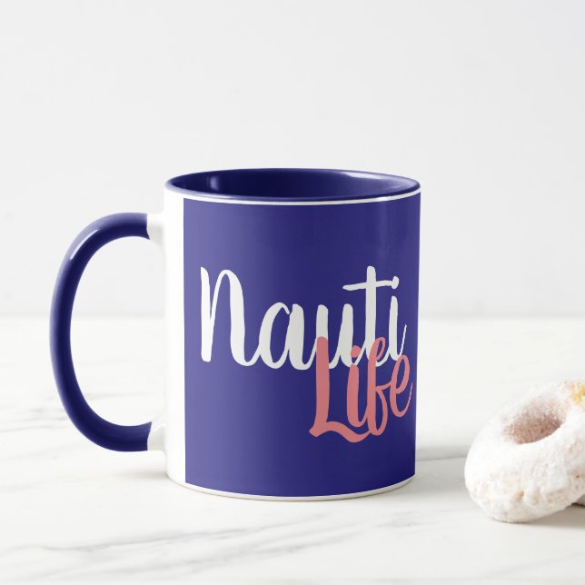 Taza lindo, náutico guión NAUTI LIFE con ancla | (Con donut)