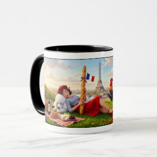 Taza Lindo París con temática de Francia y Caniche