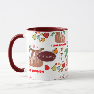 Taza Lindo patrón de Sloth Brown que te amo a mamá