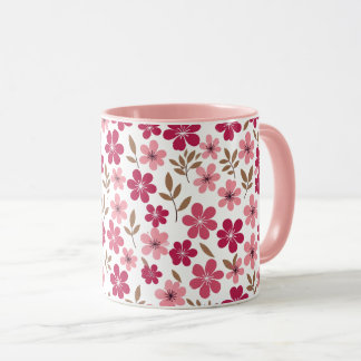 Taza Lindo patrón floral de flor de cerezo rosa de dos 