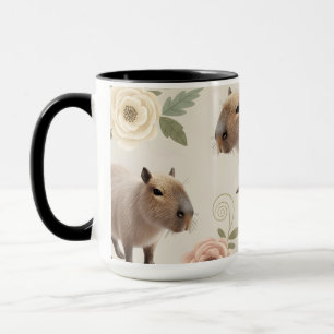 Taza Lindo patrón sin fisuras de capibara en acuarela