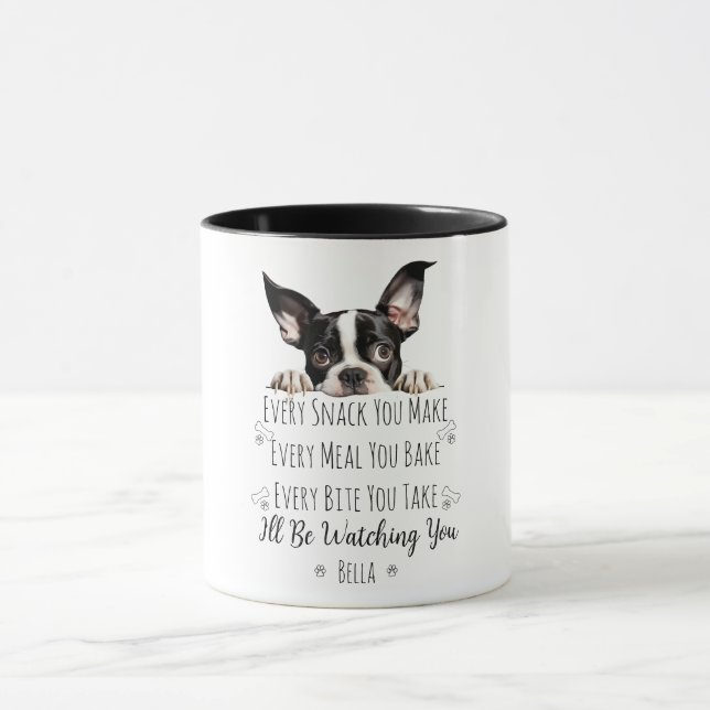 Taza Lindo perro Boston Terrier divertido personalizado (Centro)