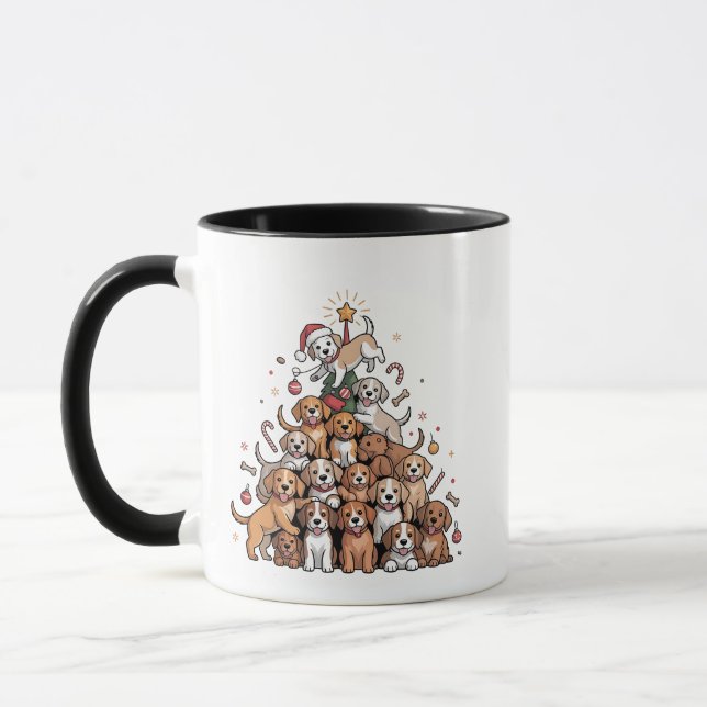 Taza Lindo perro de árbol de Navidad   (Izquierda)