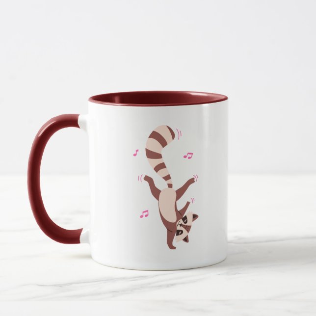 Taza lindo raccoon mug Cute Dancing Raccoon Mug -Funny  (Izquierda)