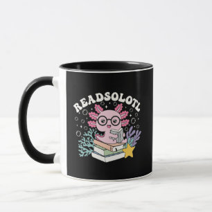 Taza Lindo Readsolotl Axolotl Leyendo Libros Pun Café